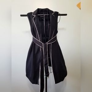 Women vest with waist tie